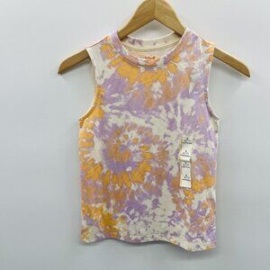 Cat & Jack Youth Boys Small 6/7 Tie Dye Crew Neck Tank Top in Orange/Purple 2443